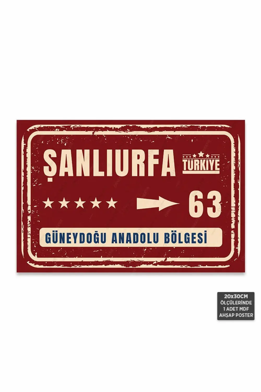 PT1157 - Şanlıurfa Şehir Tabelası Retro Mdf Ahşap Poster (20x30cm