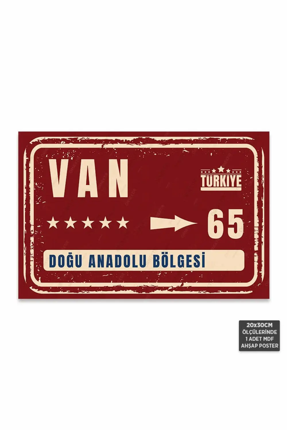 PT1161 - Van Şehir Tabelası Retro Mdf Ahşap Poster (20x30cm)