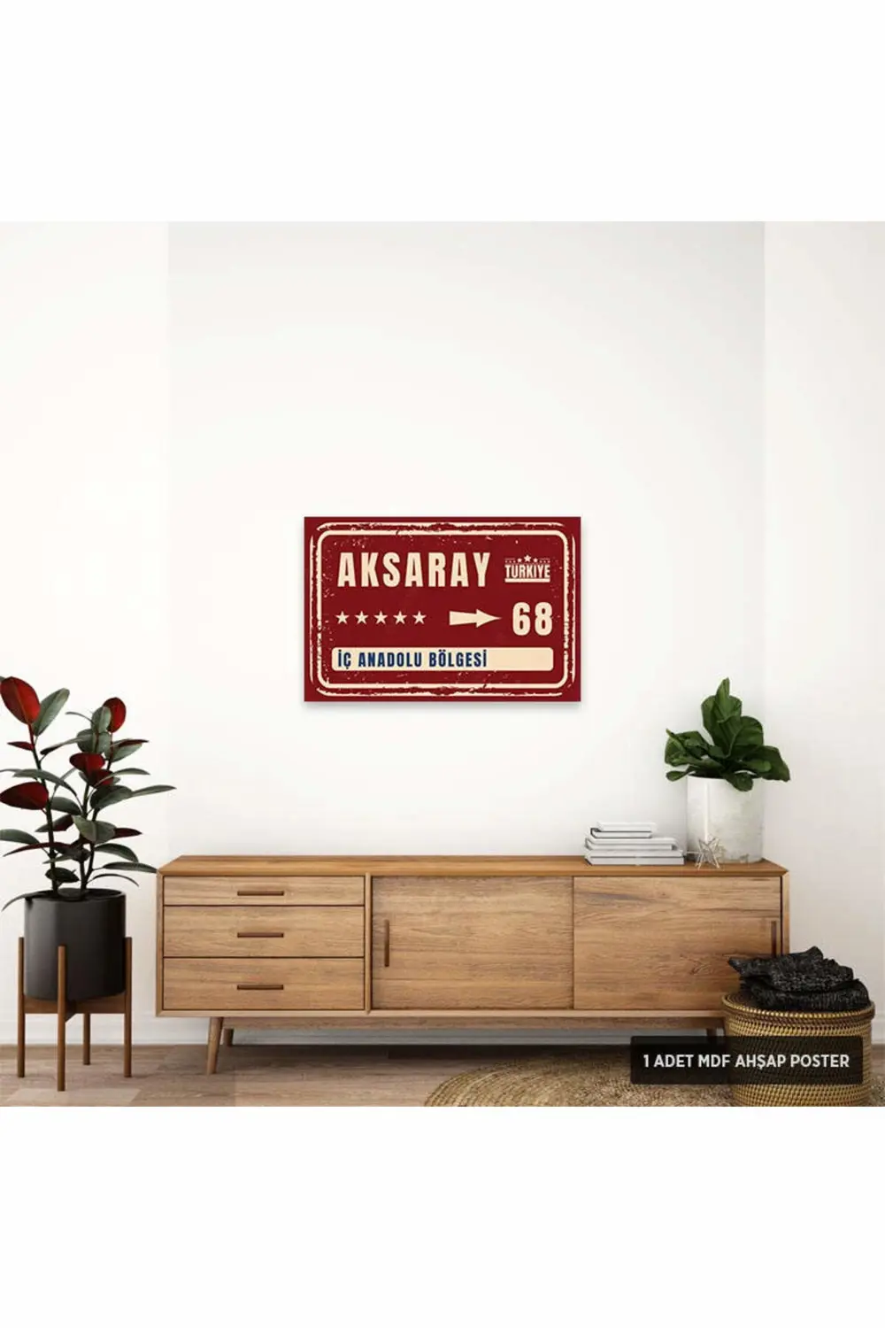 PT1167 - Aksaray Şehir Tabelası Retro Mdf Ahşap Poster (20x30cm)