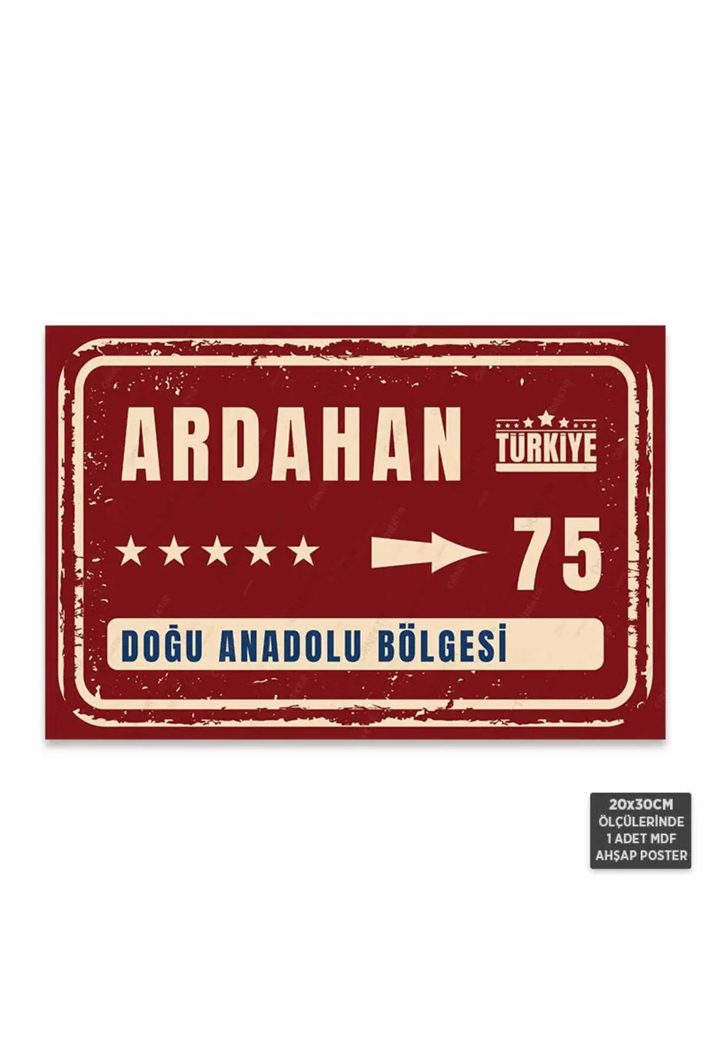 PT1181 - Ardahan Şehir Tabelası Retro Mdf Ahşap Poster (20x30cm)