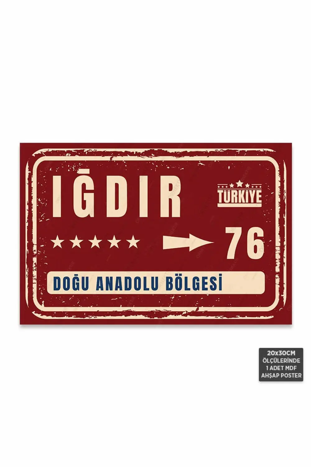 PT1183 - Iğdır Şehir Tabelası Retro Mdf Ahşap Poster (20x30cm)