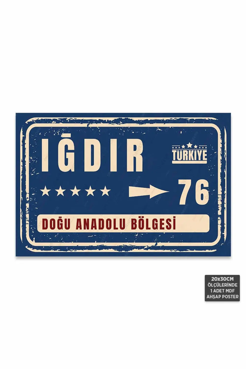 PT1184 - Iğdır Şehir Tabelası Retro Mdf Ahşap Poster (20x30cm)