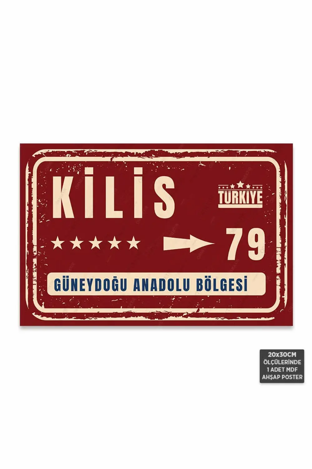 PT1189 - Kilis Şehir Tabelası Retro Mdf Ahşap Poster (20x30cm)