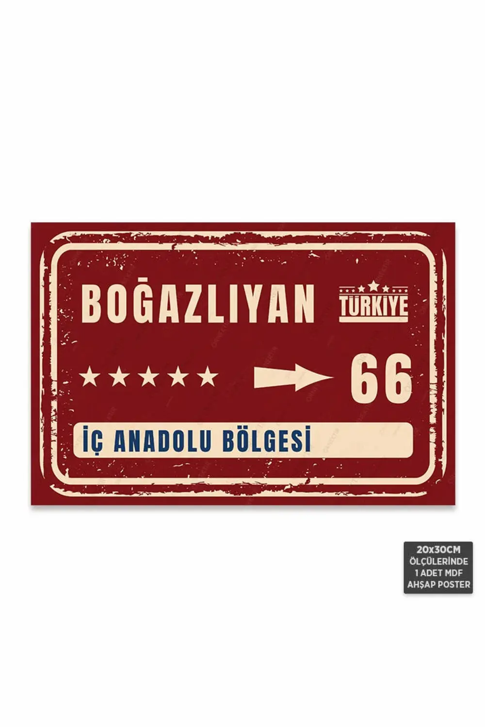 PT1201 - Boğazlıyan Şehir Tabelası Retro Mdf Ahşap Poster (20x30c