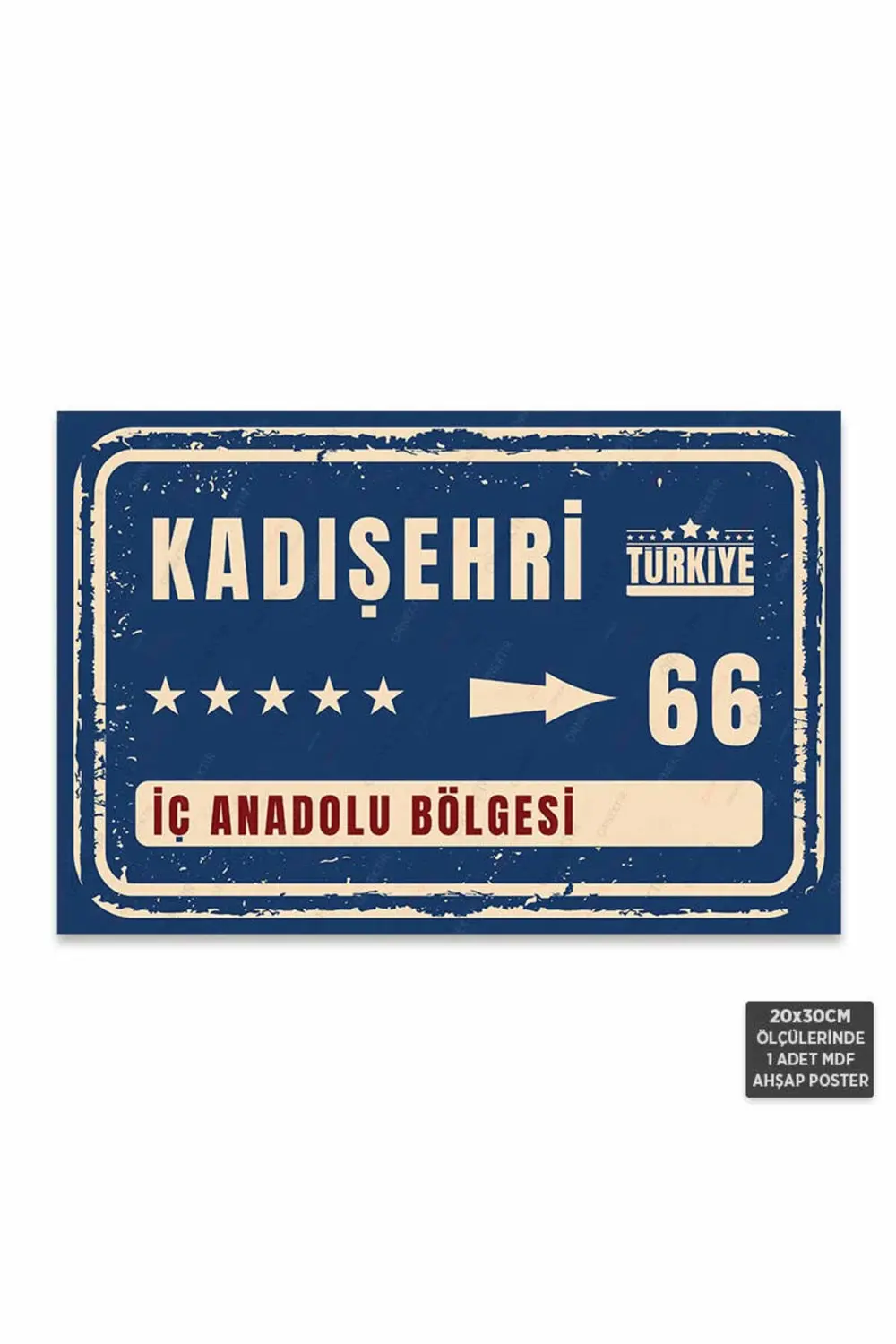 PT1214 - Kadışehri Şehir Tabelası Retro Mdf Ahşap Poster (20x30cm