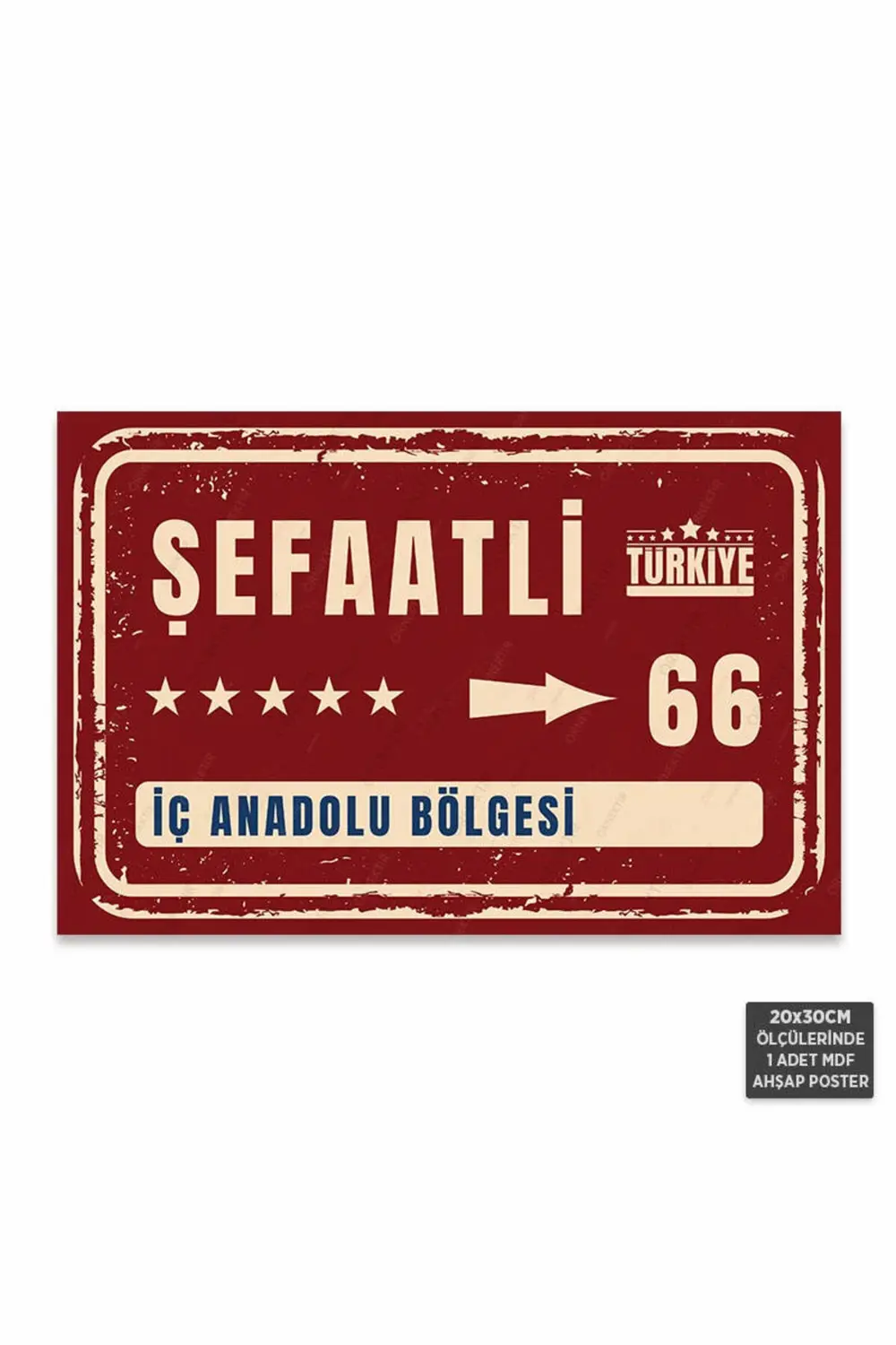 PT1217 - Şefaatli Şehir Tabelası Retro Mdf Ahşap Poster (20x30cm)