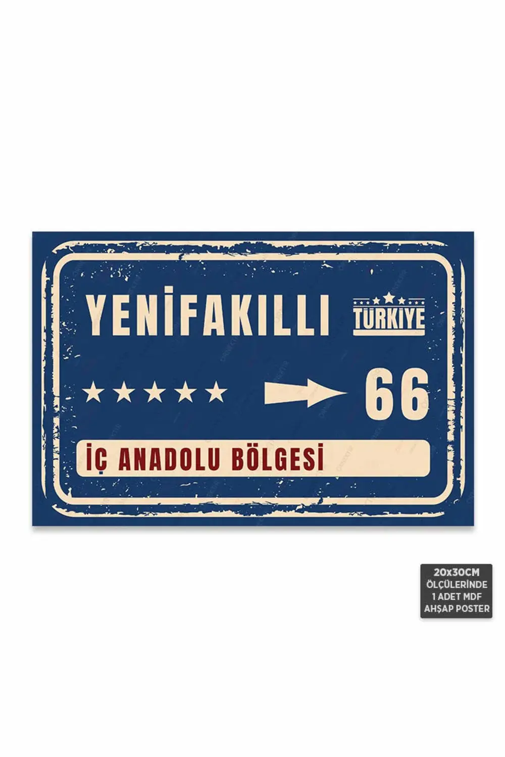 PT1220 - Yenifakıllı Şehir Tabelası Retro Mdf Ahşap Poster (20x30