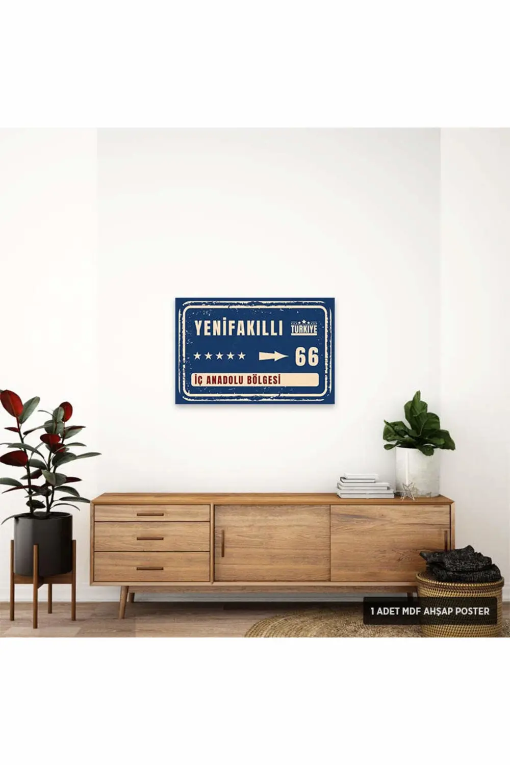 PT1220 - Yenifakıllı Şehir Tabelası Retro Mdf Ahşap Poster (20x30