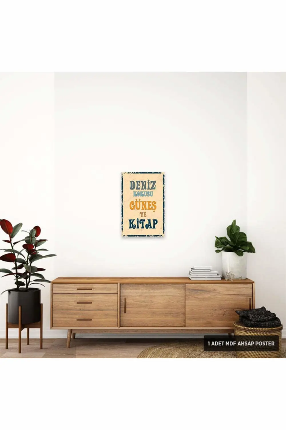 PT1230 - Deniz Kokusu Güneş ve Kitap Motivasyon Retro Mdf Ahşap P
