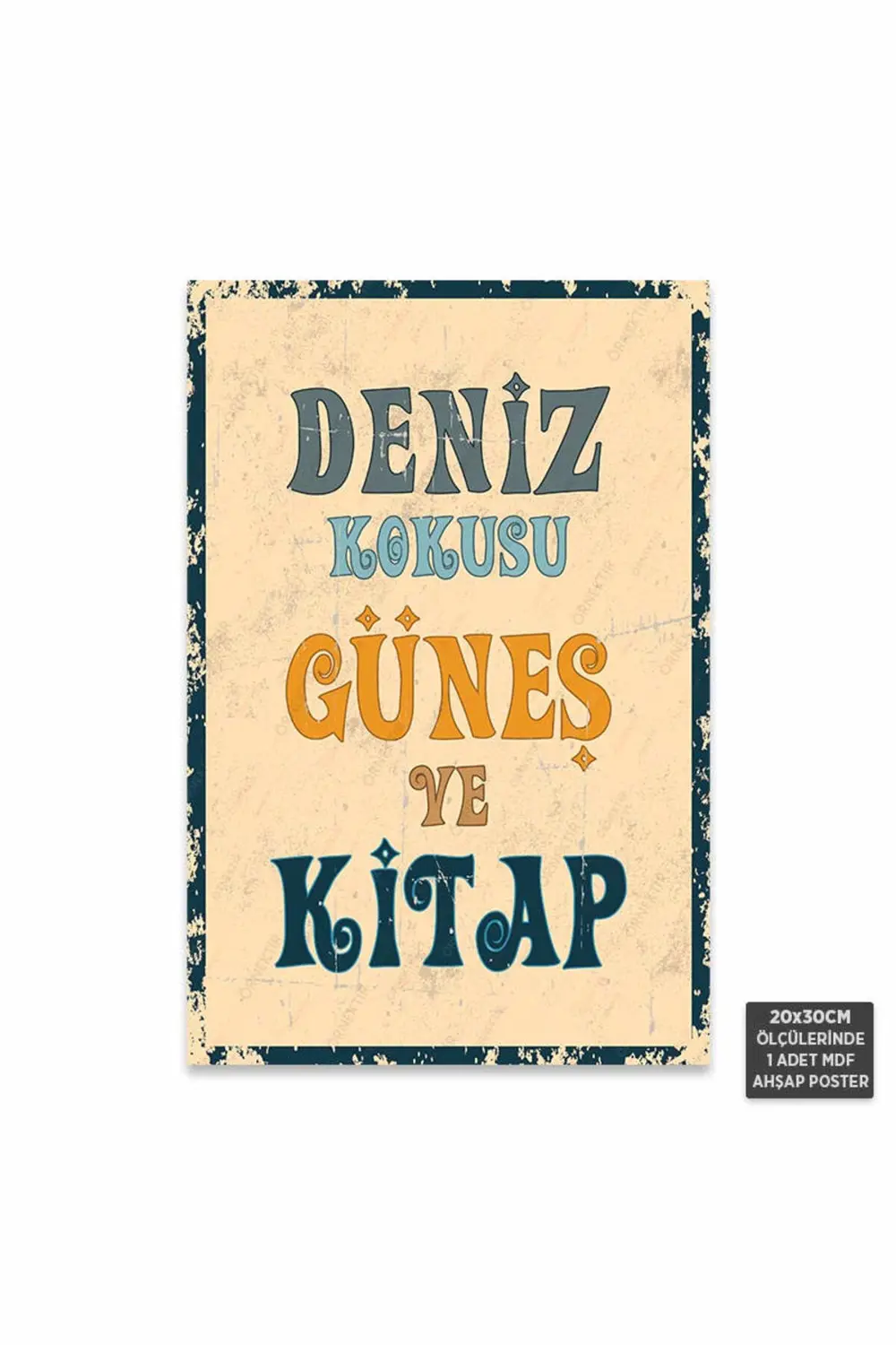 PT1230 - Deniz Kokusu Güneş ve Kitap Motivasyon Retro Mdf Ahşap P