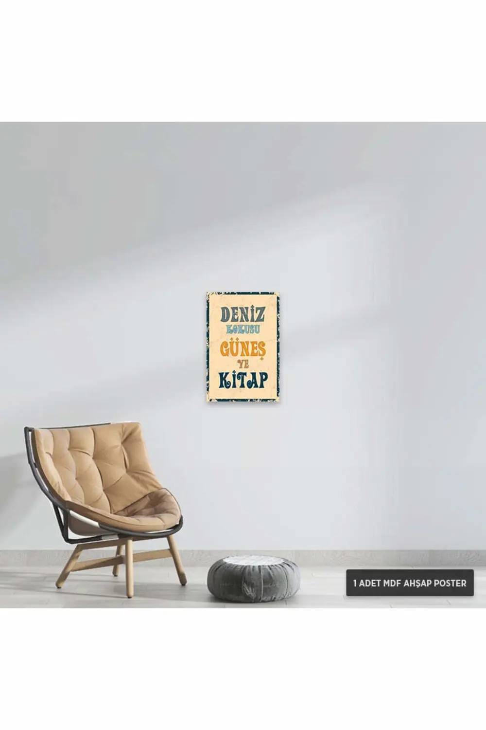 PT1230 - Deniz Kokusu Güneş ve Kitap Motivasyon Retro Mdf Ahşap P