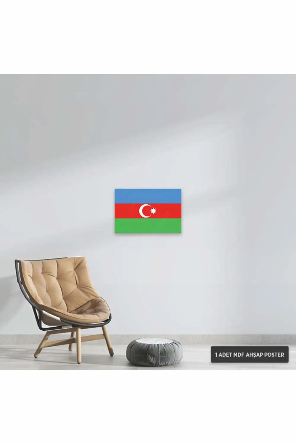 PT1262 - Azerbaycan Bayrağı Mdf Ahşap Poster (20x30cm)