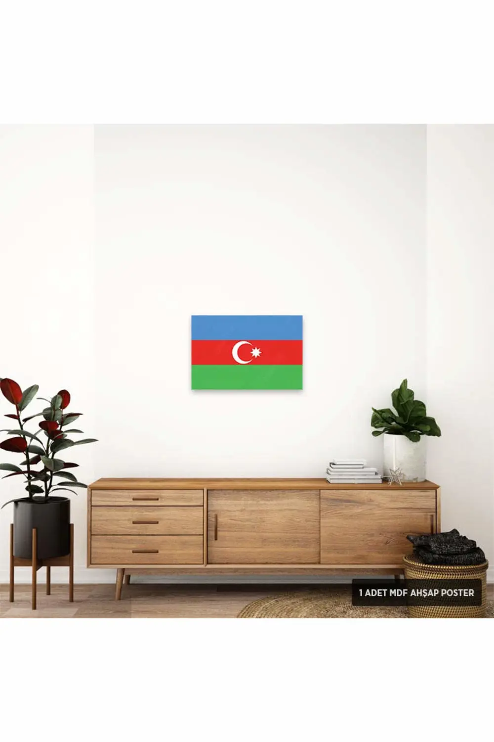 PT1262 - Azerbaycan Bayrağı Mdf Ahşap Poster (20x30cm)