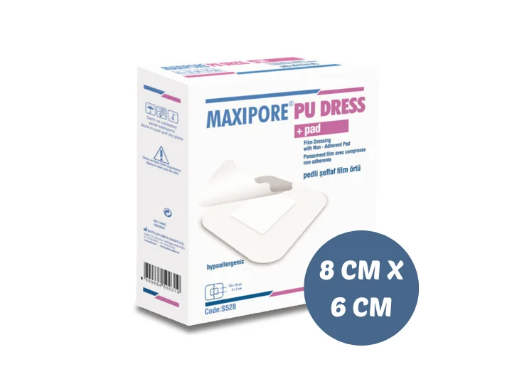 PU Dress Şeffaf Yara Örtüsü 8x6 cm | Steril Su Geçirmez Film Pedi