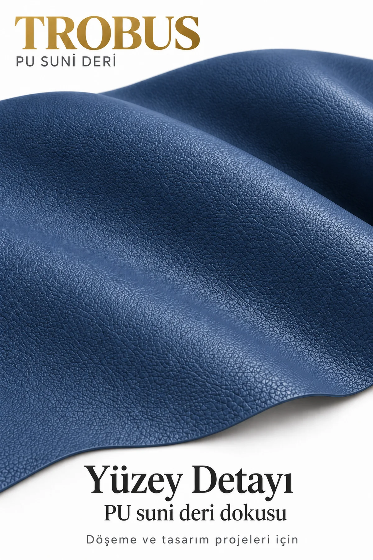PU Suni Deri Döşemelik Kumaş 100 x 140 cm Mobilya Oto Çanta İçin Lacivert