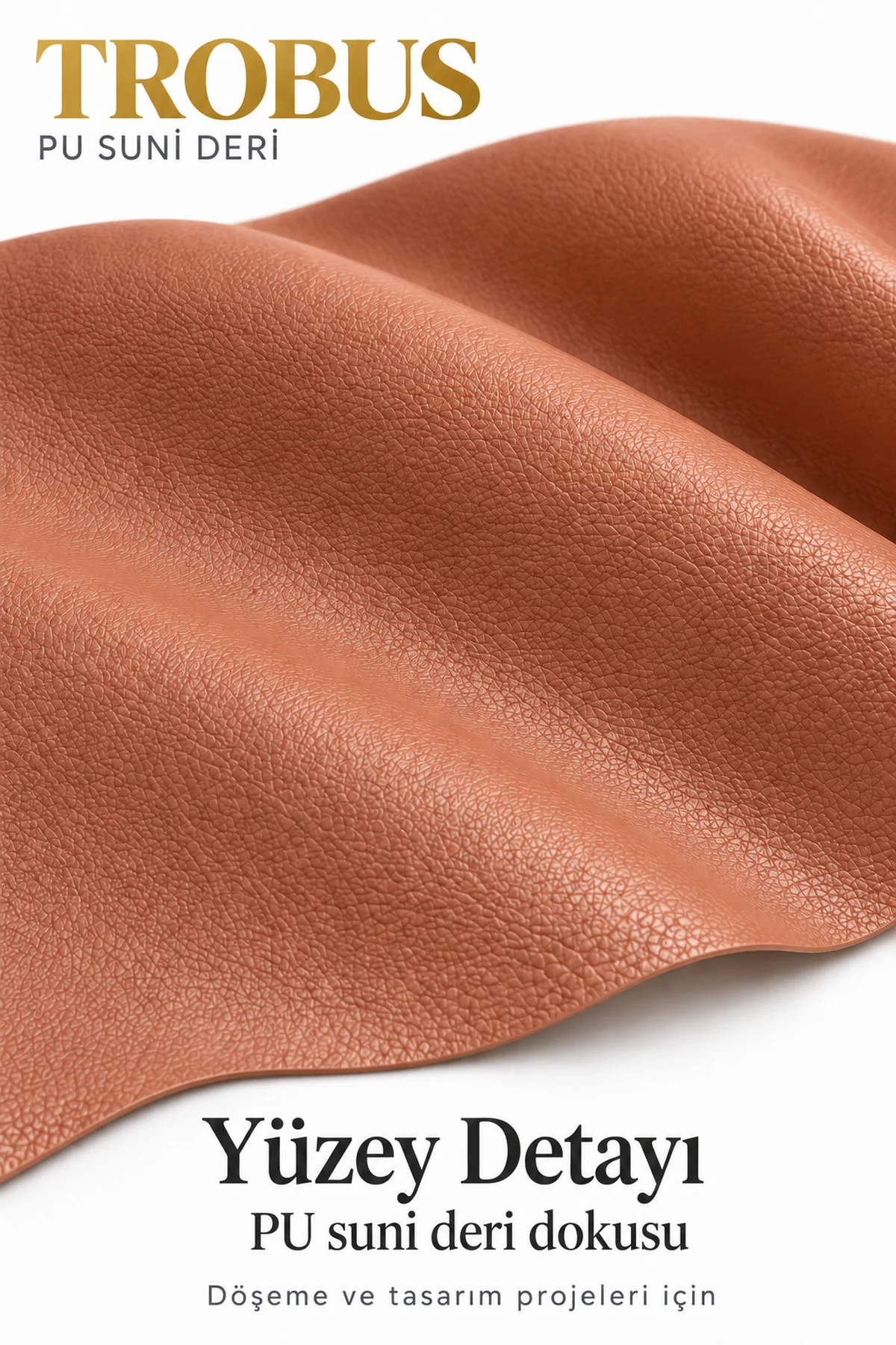 PU Suni Deri Döşemelik Kumaş 100 x 140 cm Mobilya Oto Çanta İçin Taba