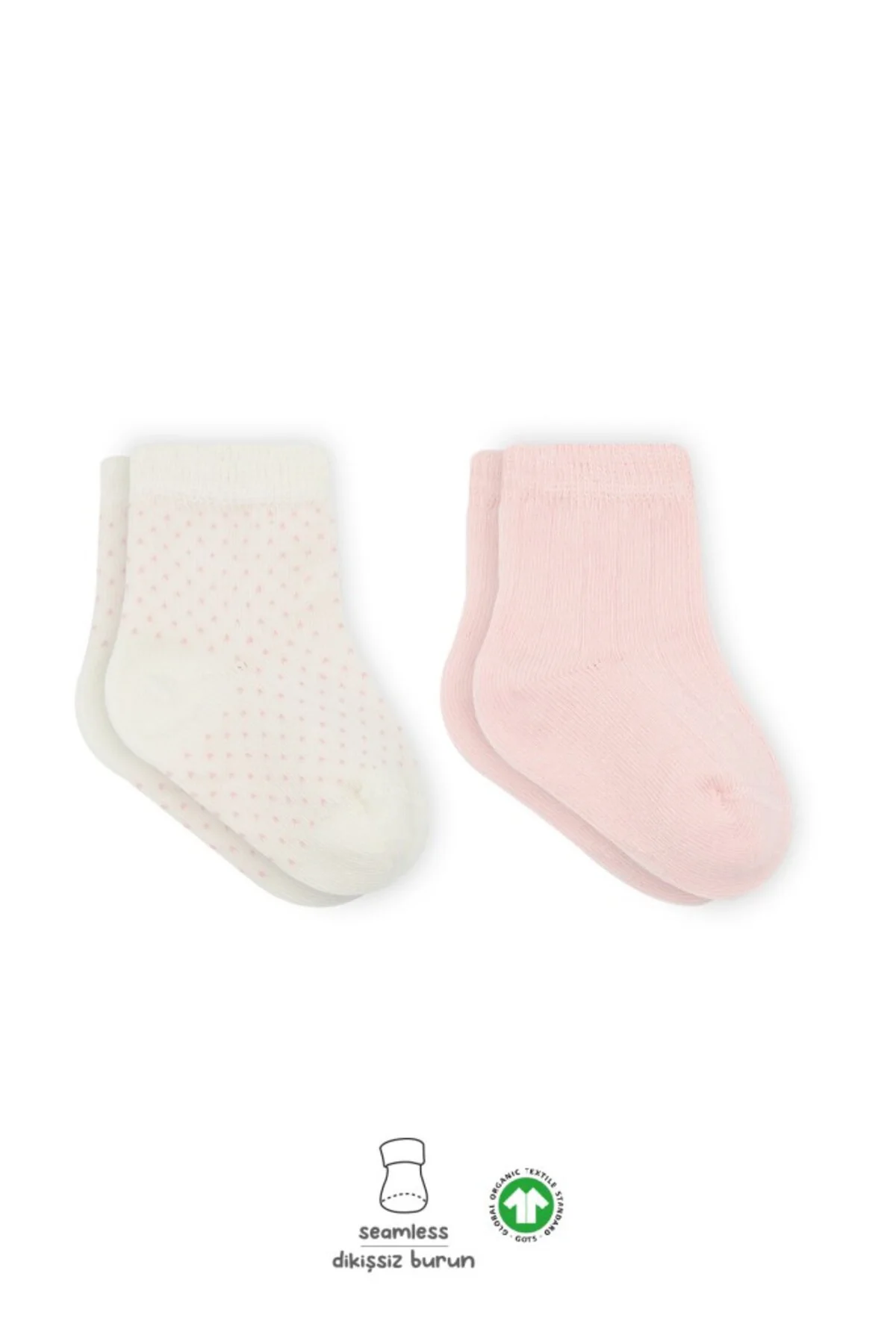 Puan Derby Penye Soket Çorap 2'Li BS10103 Pembe Ekru