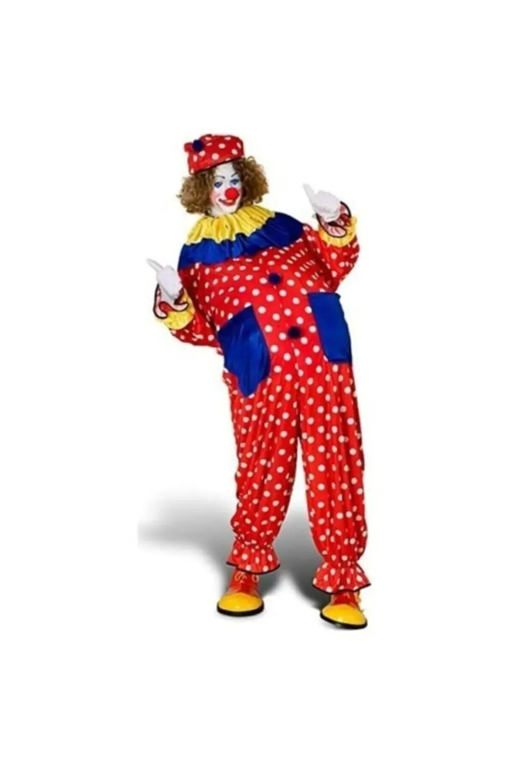 Puantiyeli Palyaço Kostümü Unisex Yetişkin