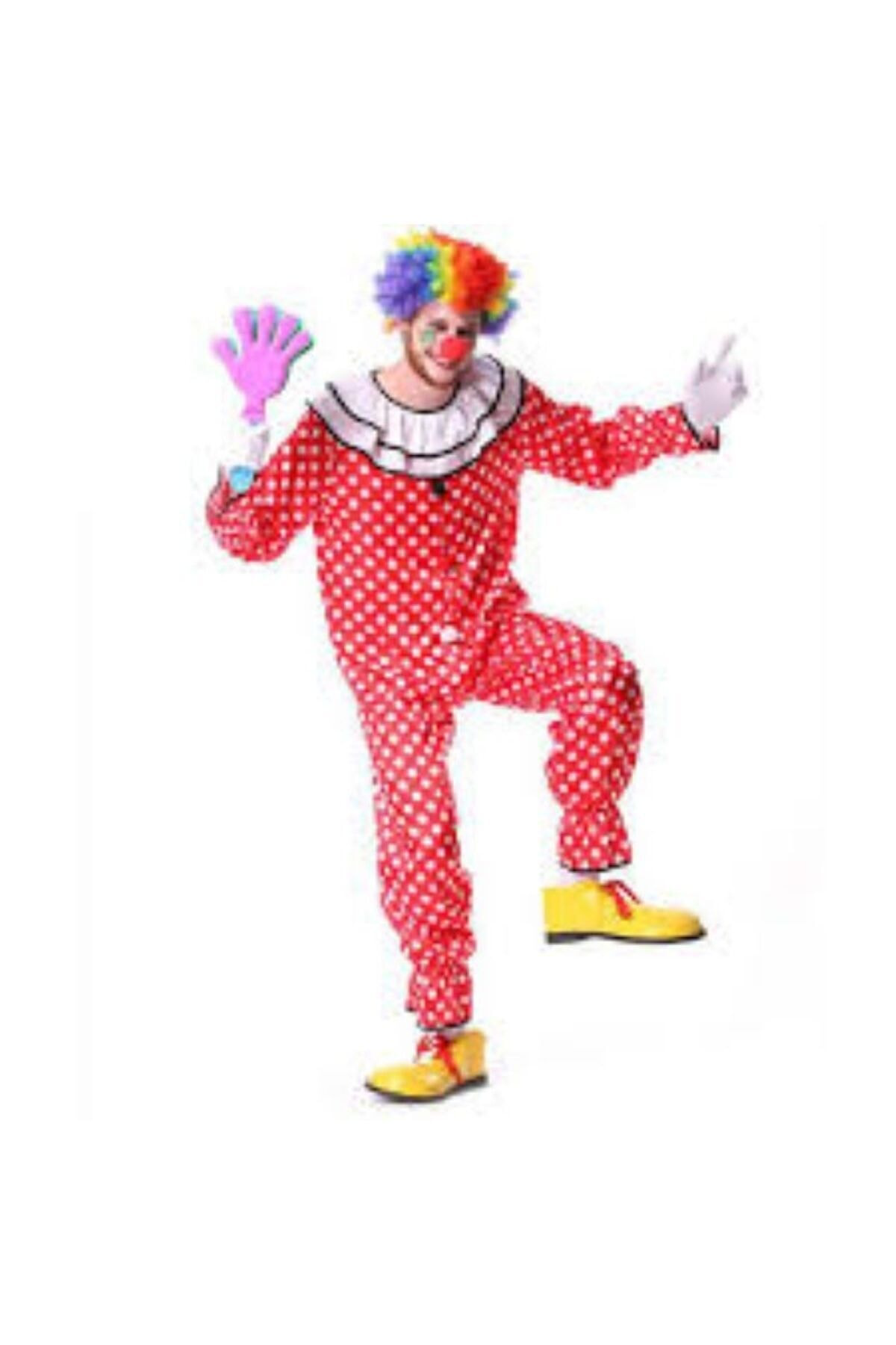 Rengarenk Kostüm Puantiyeli Palyaço Tulum