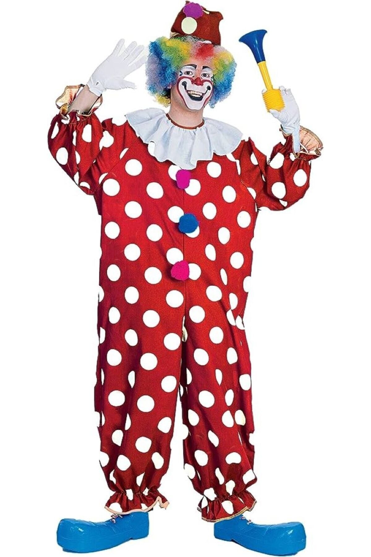 Rengarenk Kostüm Puantiyeli Palyaço Tulum