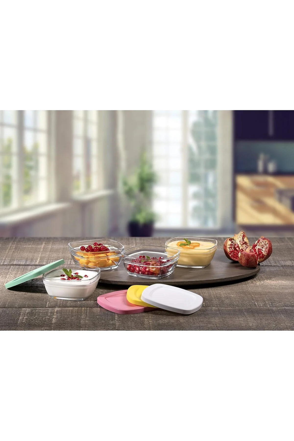 Pudding Kapaklı Cam Saklama Kabı 4lü Pudding Kapaklı Cam Saklama Kabı 4lü