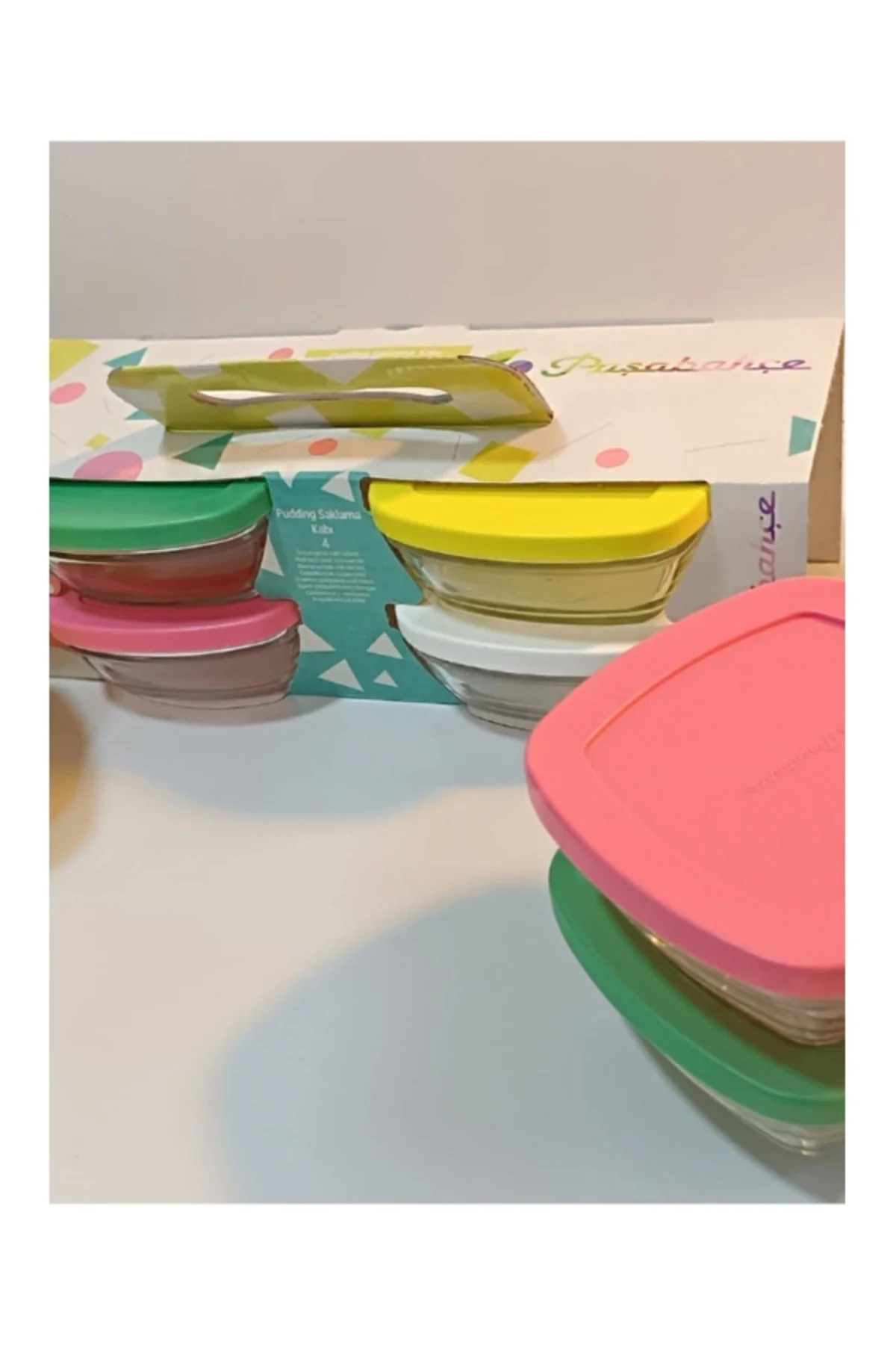 Pudding Silikon Kapaklı Cam Saklama Kabı 12 Li Kahvaltılık Pudding Silikon Kapaklı Cam Saklama Kabı 12 Li Kahvaltılık