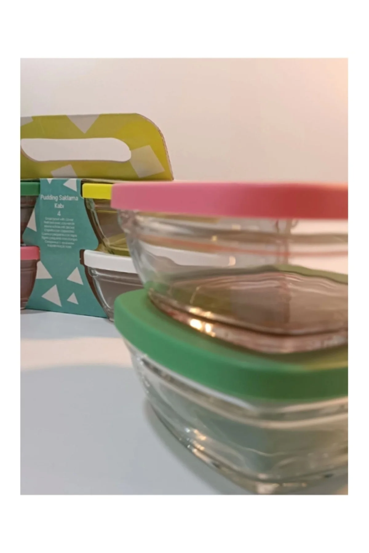 Pudding Silikon Kapaklı Cam Saklama Kabı 12 Li Kahvaltılık Pudding Silikon Kapaklı Cam Saklama Kabı 12 Li Kahvaltılık