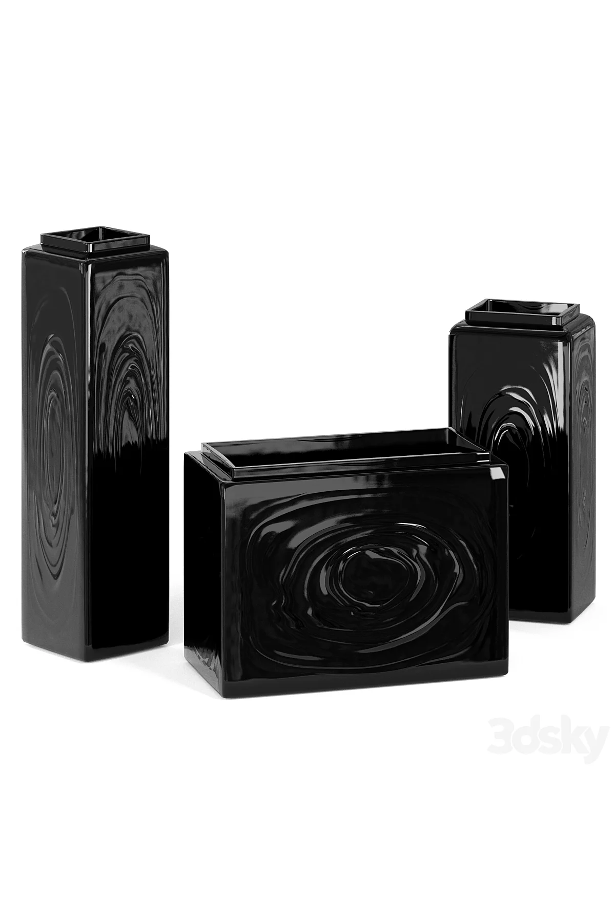 Puddle Modern Vazo Seti Büyük Boy 25 CM Sert Plastik 3'lü Dekoratif Modern Vazo