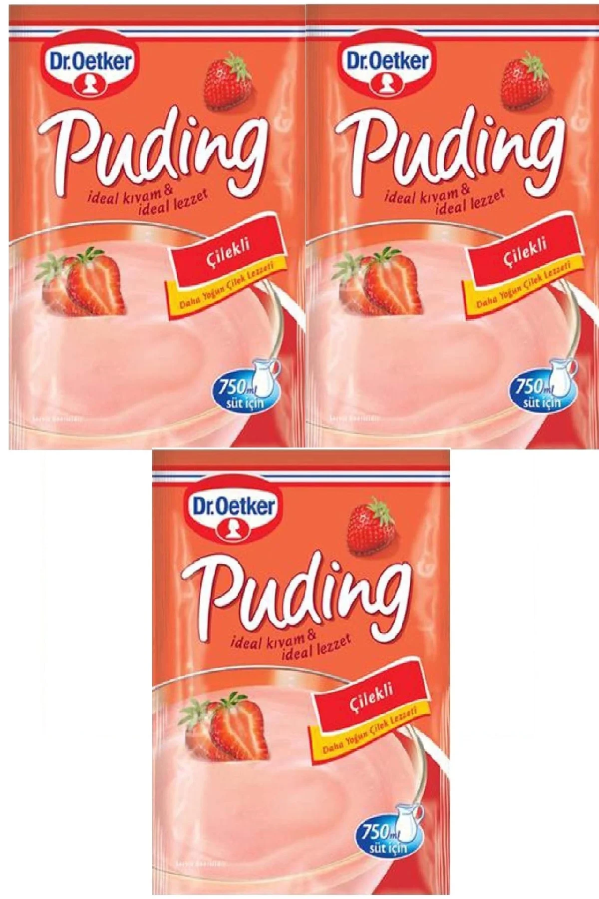 Puding Çilekli 125 gr x 3 Adet