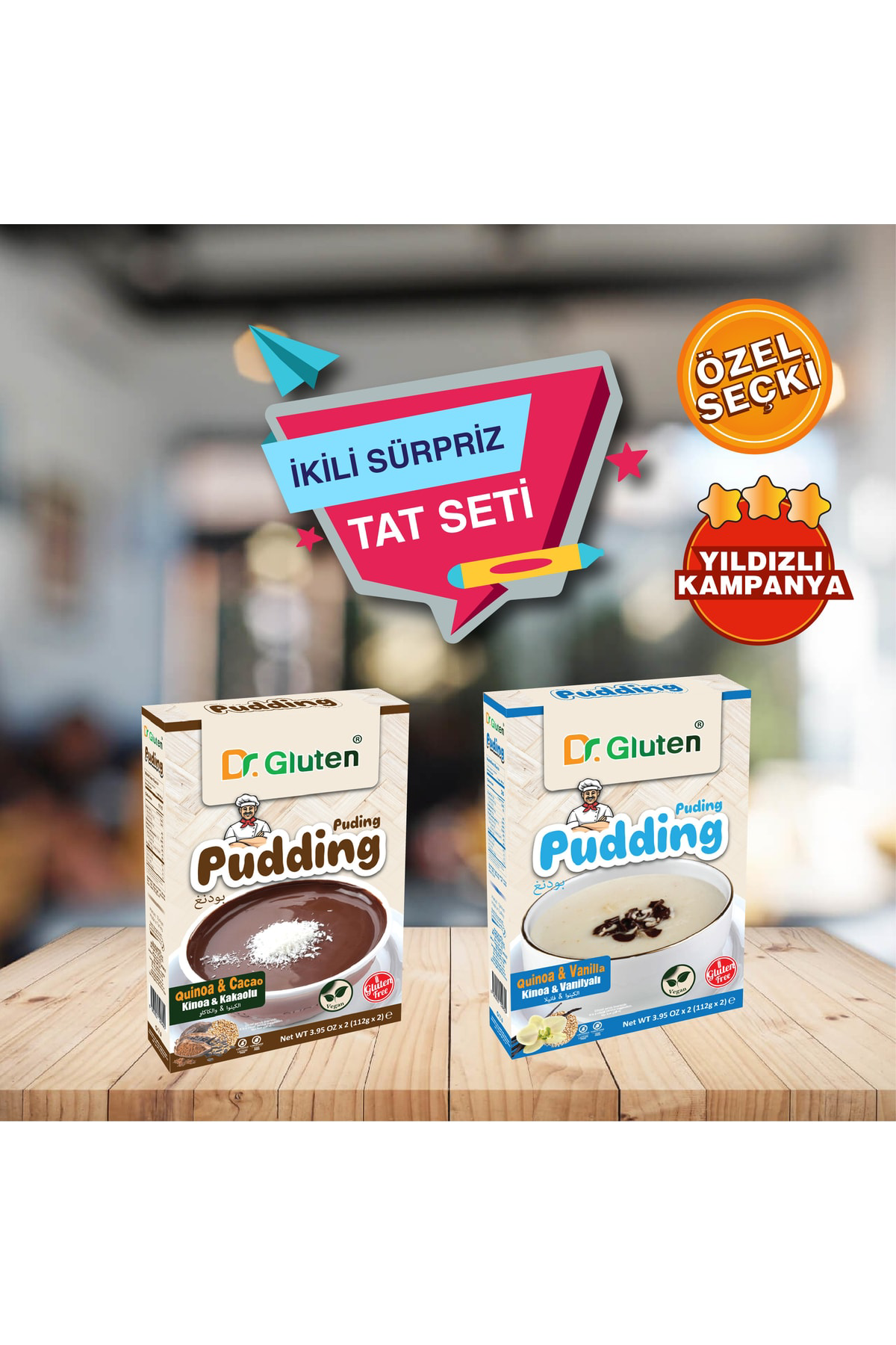 Dr.Gluten Pudingler (Kakao, Vanilya) Özel Seçki