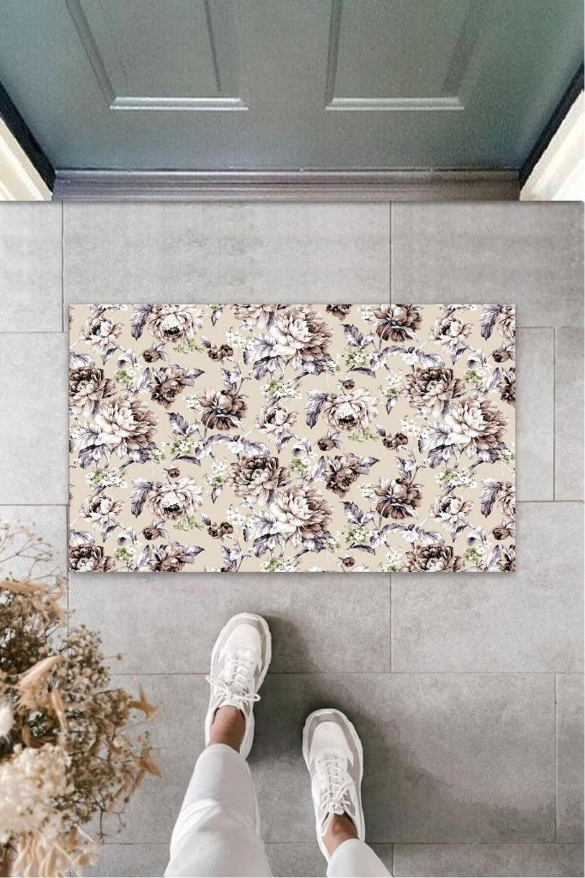 Ok Aksesuar Pudra Kapi Önü Paspasi Çiçek Desen K-3204