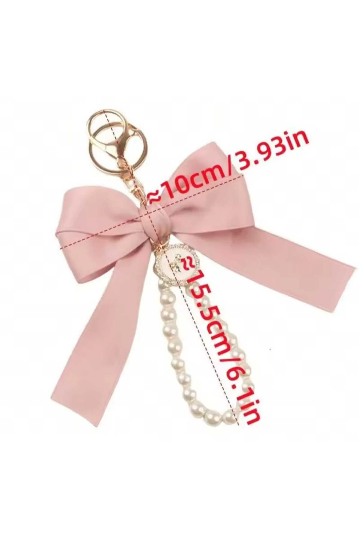 Pudra Pembe İnci Boncuklu Çanta Charmı ,Anahtarlık