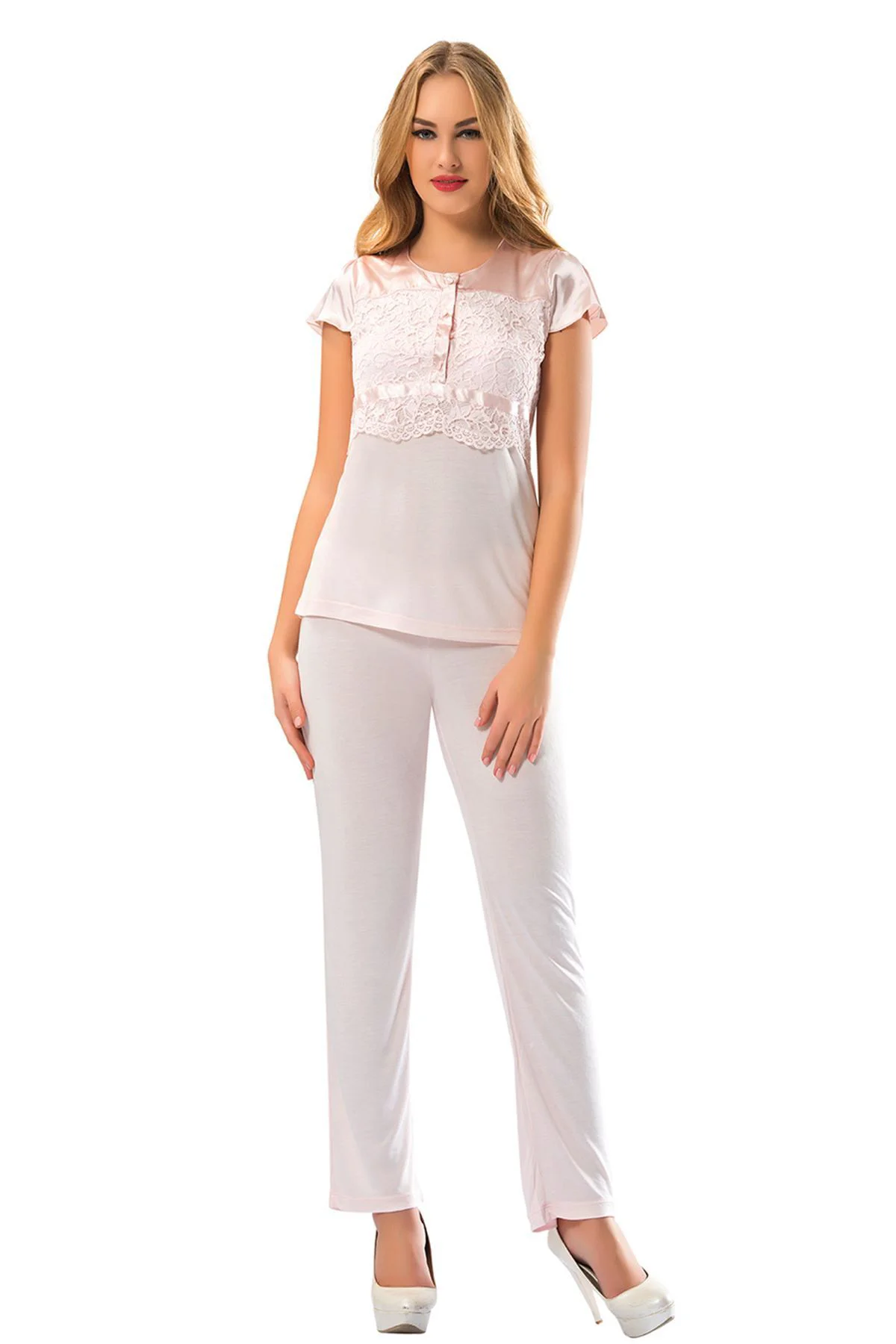 Pudra Penye Pijama Takımı - 1607 Pudra Penye Pijama Takımı - 1607