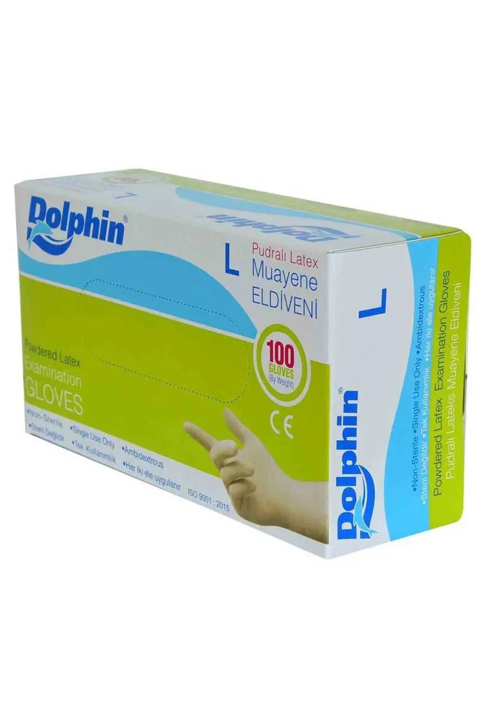 Pudralı Beyaz Latex Muayene Eldiveni Büyük Boy (L) 100 Lü Paket