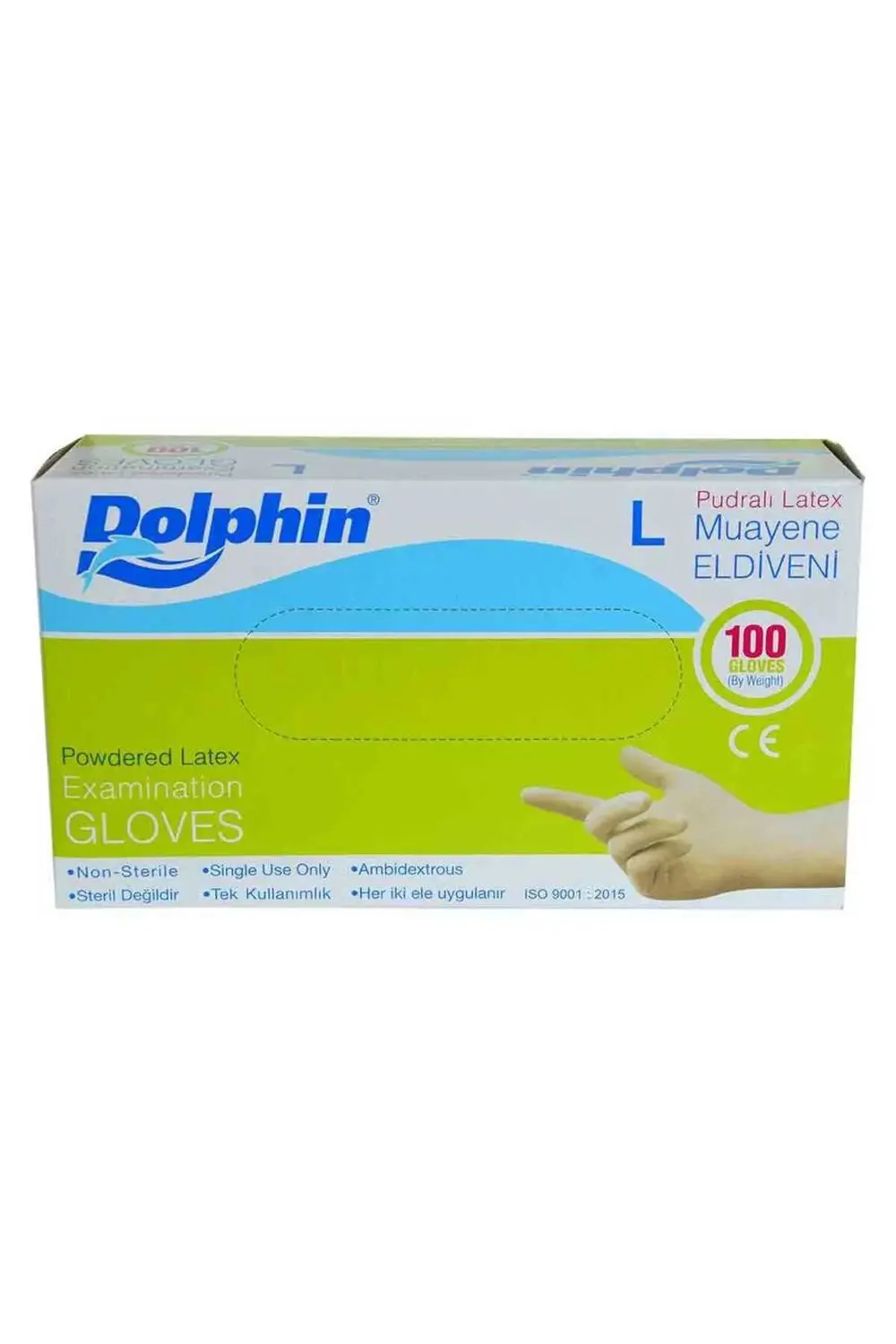 Pudralı Beyaz Latex Muayene Eldiveni Büyük Boy (L) 100 Lü Paket