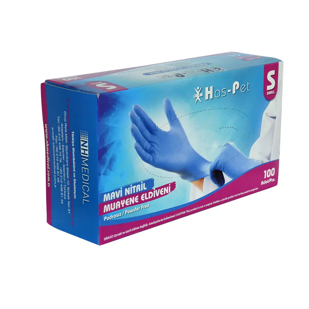 Pudrasız Mavi Nitril Eldiven Küçük Boy (S) 100 Lü Paket