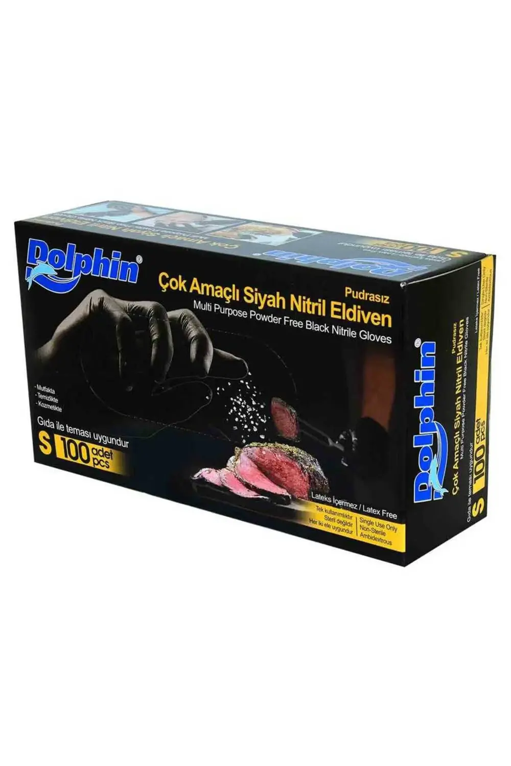 Pudrasız Siyah Nitril Eldiven Küçük Boy (S) 100 Lü Paket