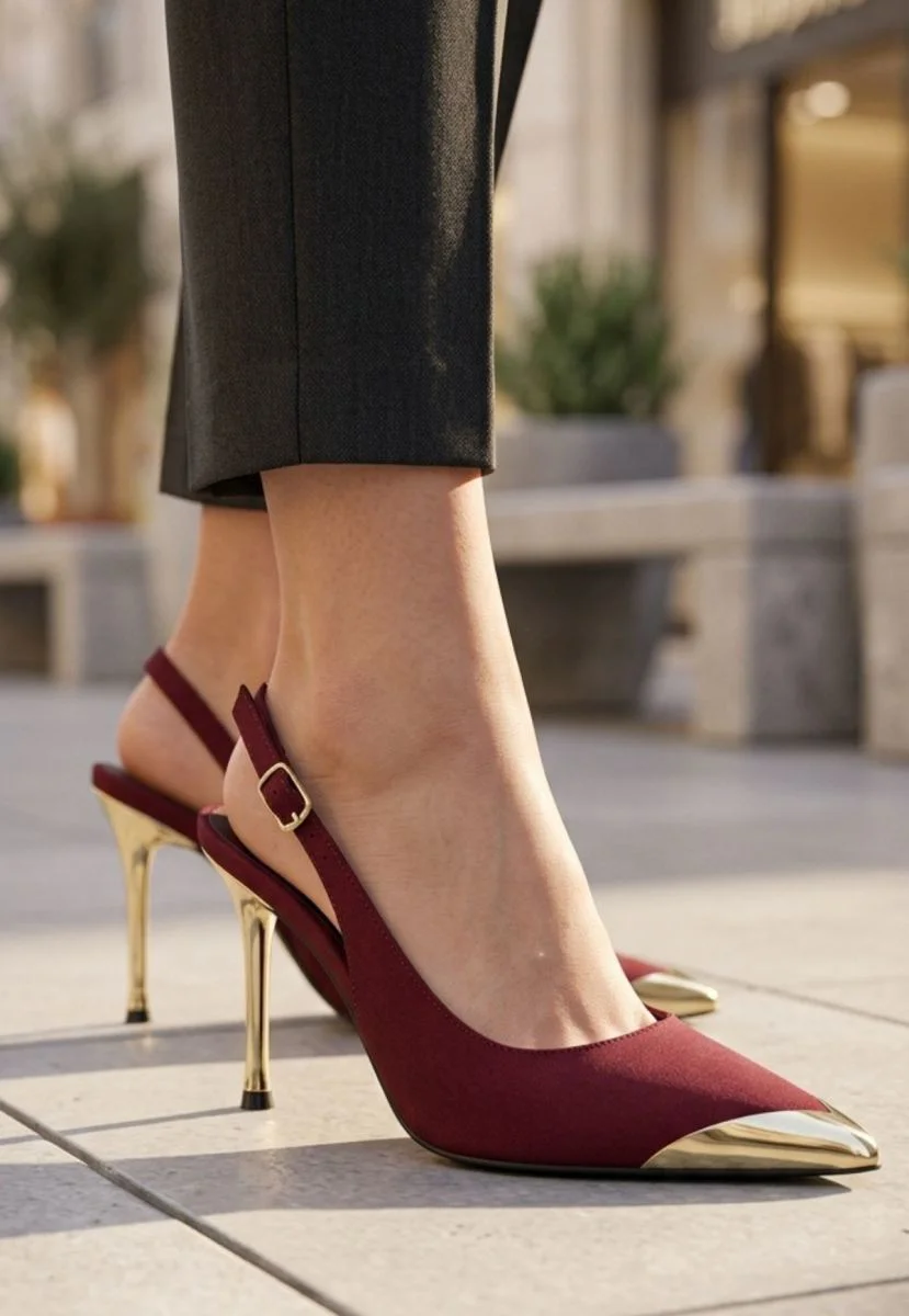 Puen Bordo Saten Stiletto Ayakkabı Puen Bordo Saten Stiletto Ayakkabı