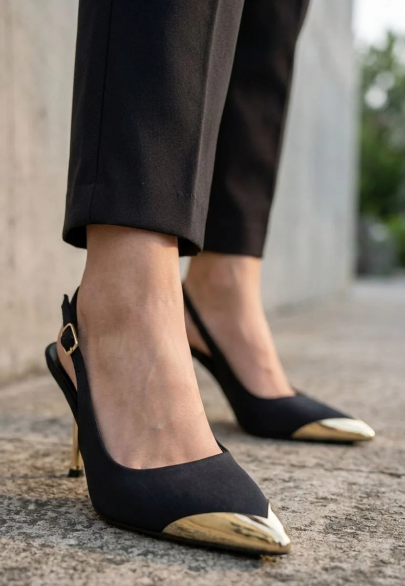 Puen Siyah Saten Stiletto Ayakkabı Puen Siyah Saten Stiletto Ayakkabı
