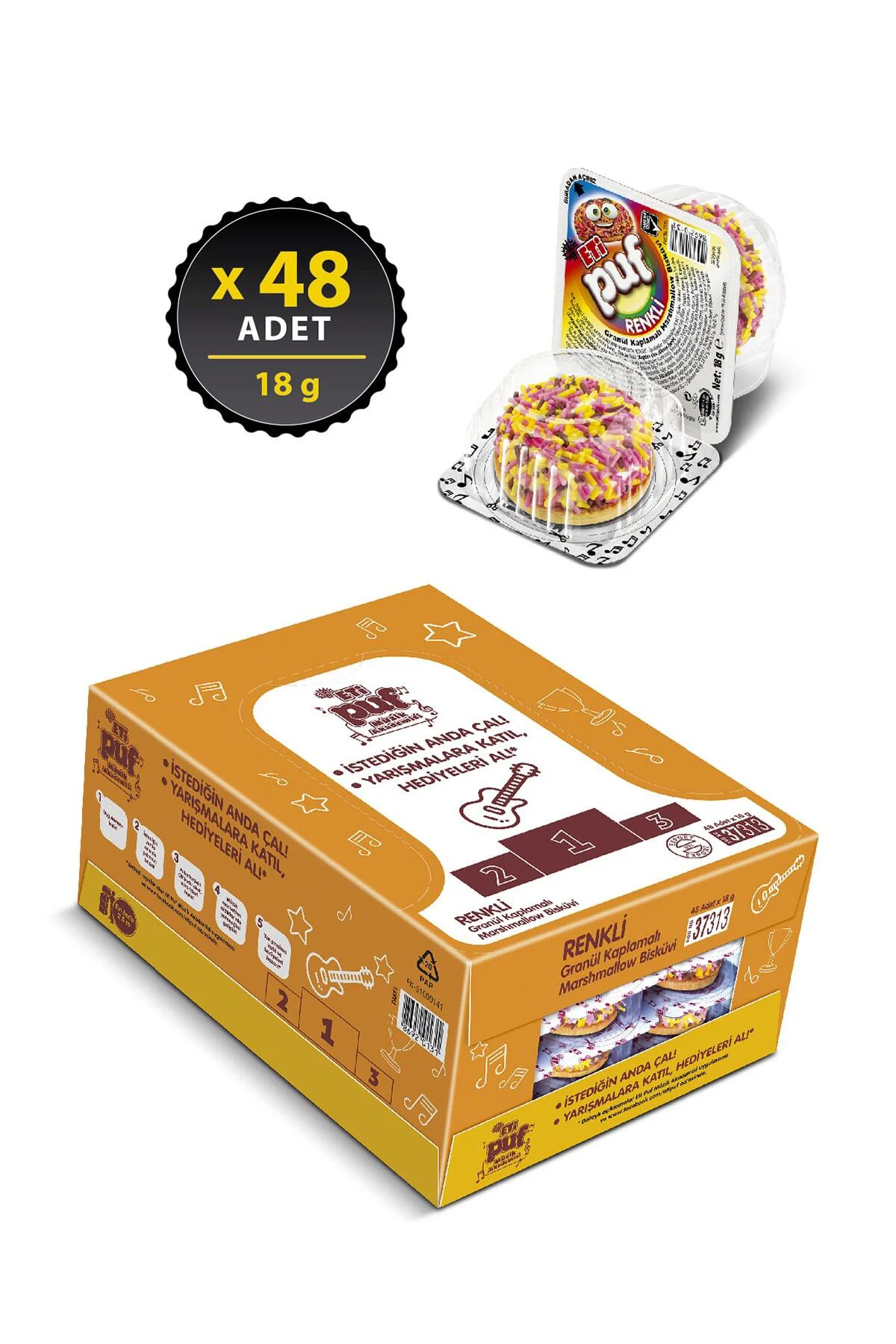 Puf Renkli Bisküvi 18 g x 48 Adet