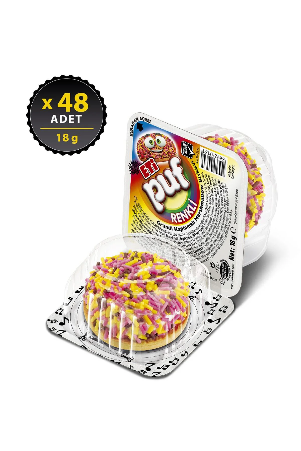 Puf Renkli Bisküvi 18 g x 48 Adet
