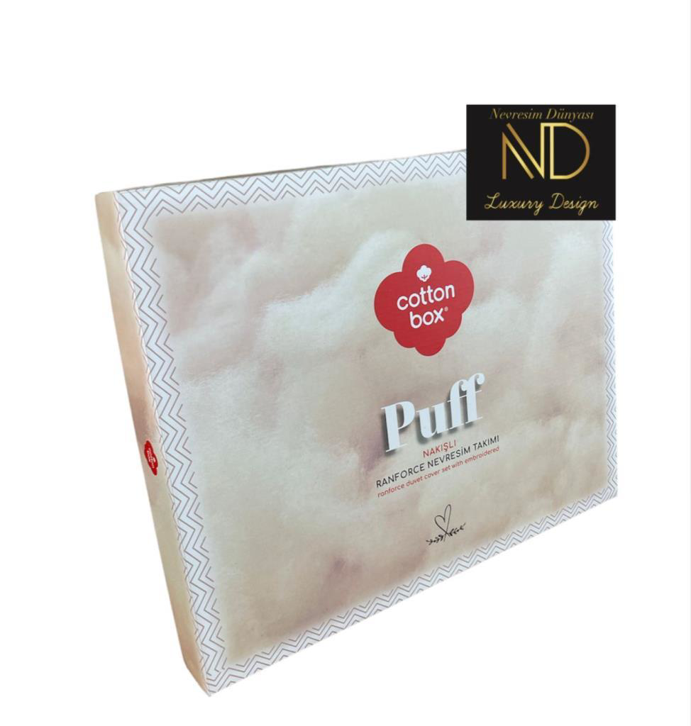 Puff Nakışlı Ranforce Çift Kişilik Nevresim Takımı Mirely Siyah K