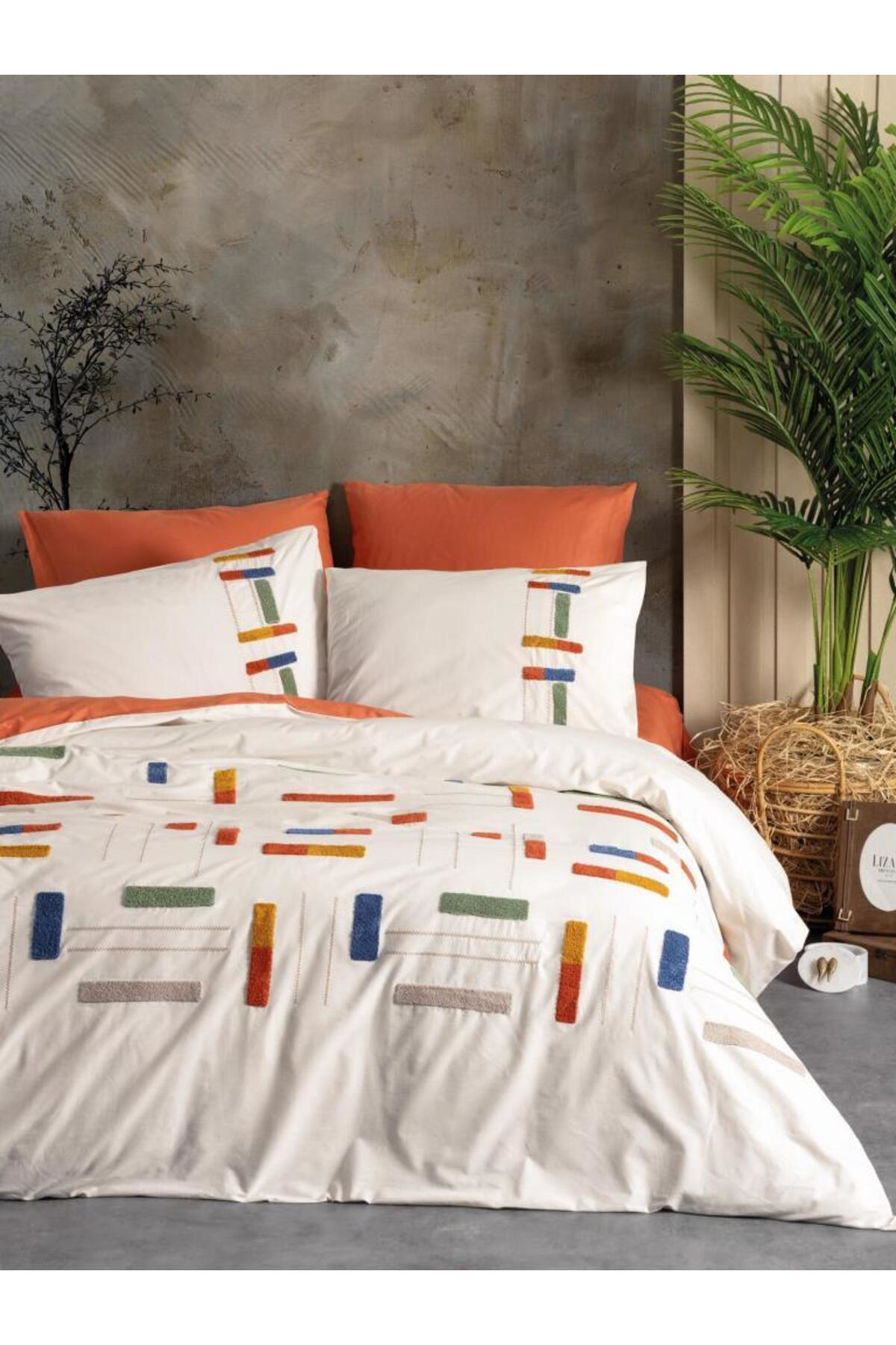 Neysekivar Puff Nakışlı Ranforce Çift Kişilik Nev Takımı Katy Tarçın