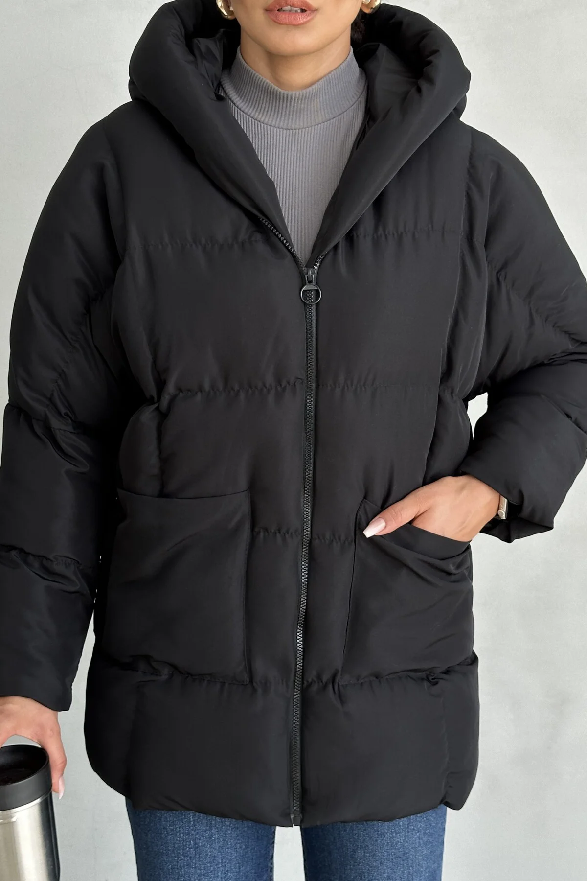 Puffer Yarasa Şişme Oversize Mont