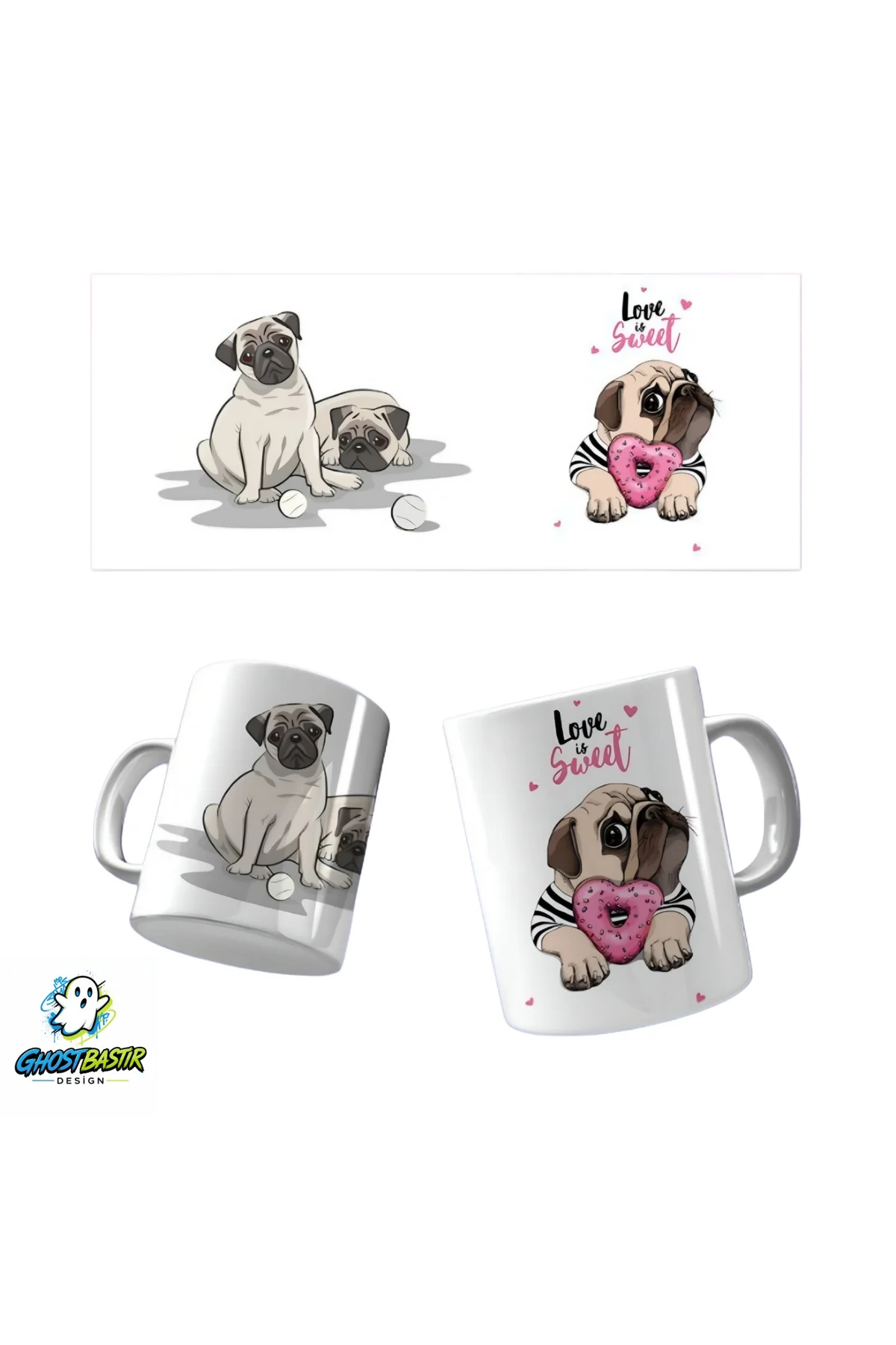 Pug Kupa Bardak | Tek Adet K0376