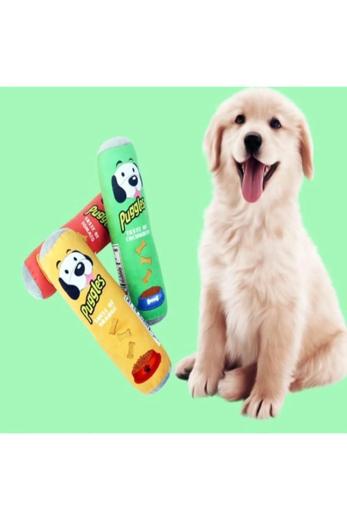 Puggles Dayanıklı Sesli Köpek Oyuncağı 1 Adet (Cucumber)