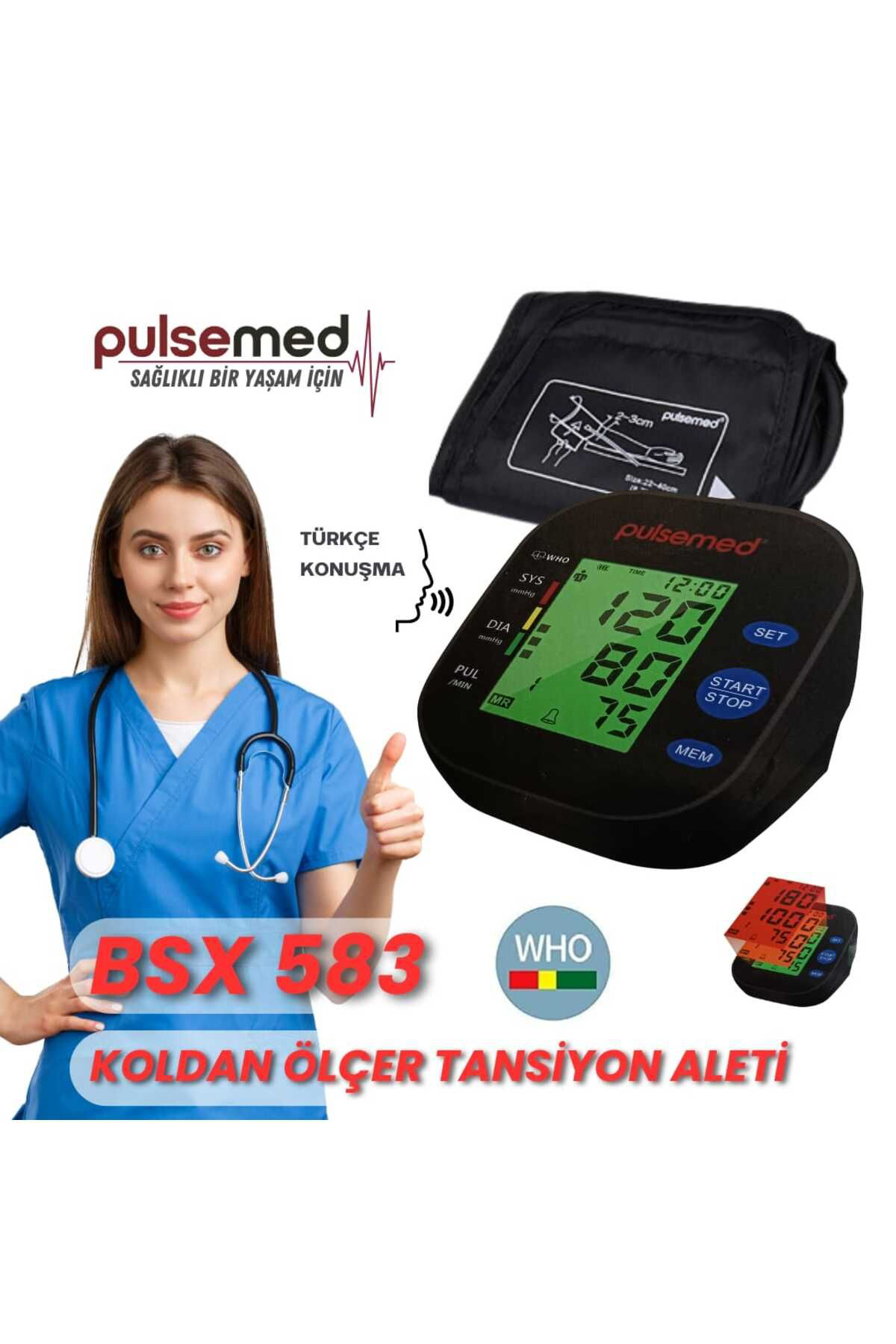 PULSEMED BSX583 KONUŞAN DİJ.KOL ÖLÇ.TAN.ALT