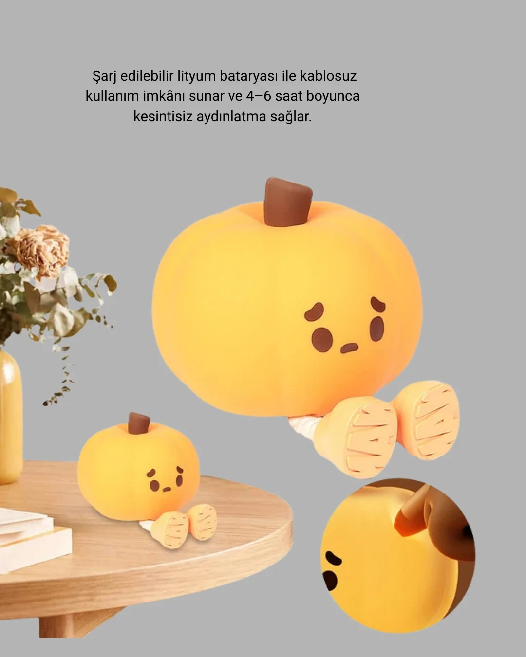 Pumpkin LED Gece Lambası Üç Kademeli Işık Ayarlı