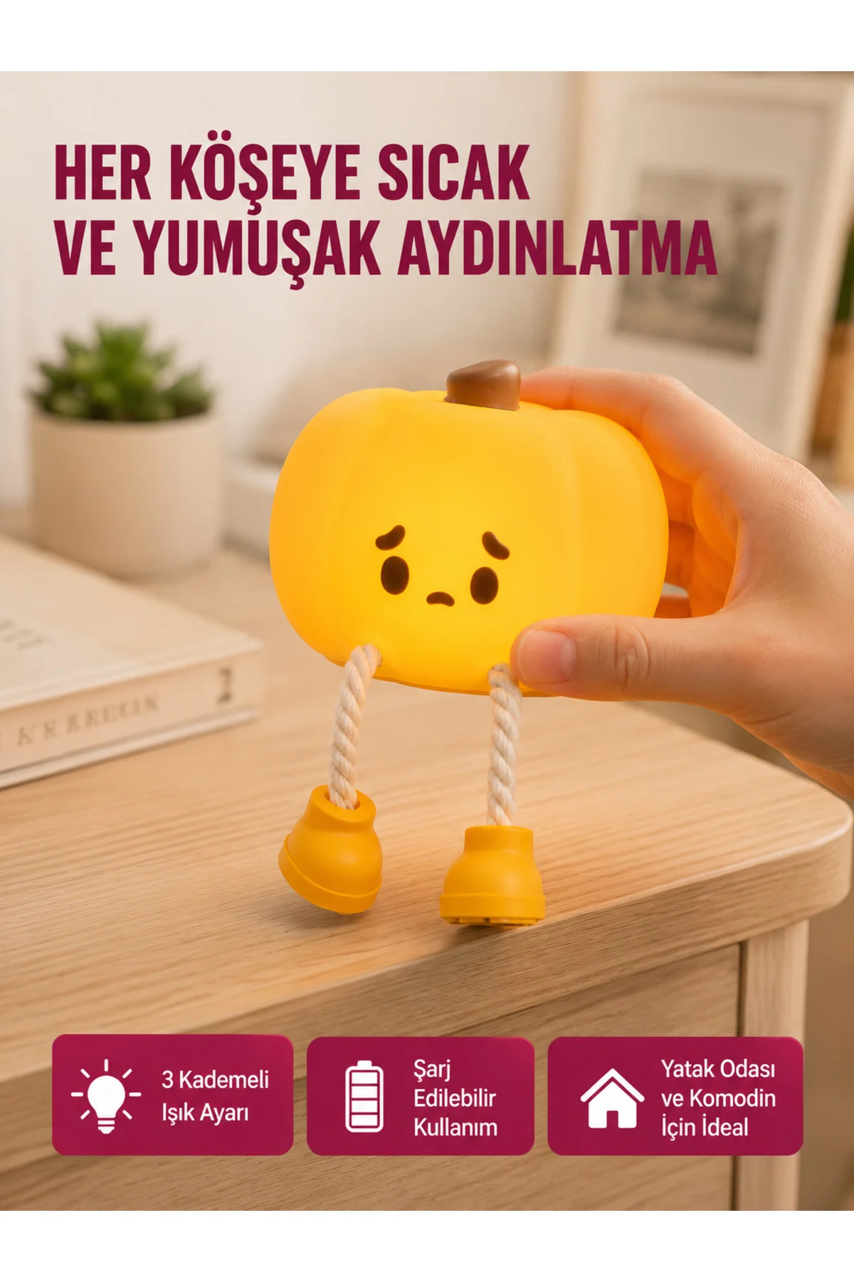 Pumpkin LED Night Light Dokunmatik Şarjlı Silikon Gece Lambası Yeni Nesil Pumpkin LED Night Light Dokunmatik Şarjlı Silikon Gece Lambası Yeni Nesil