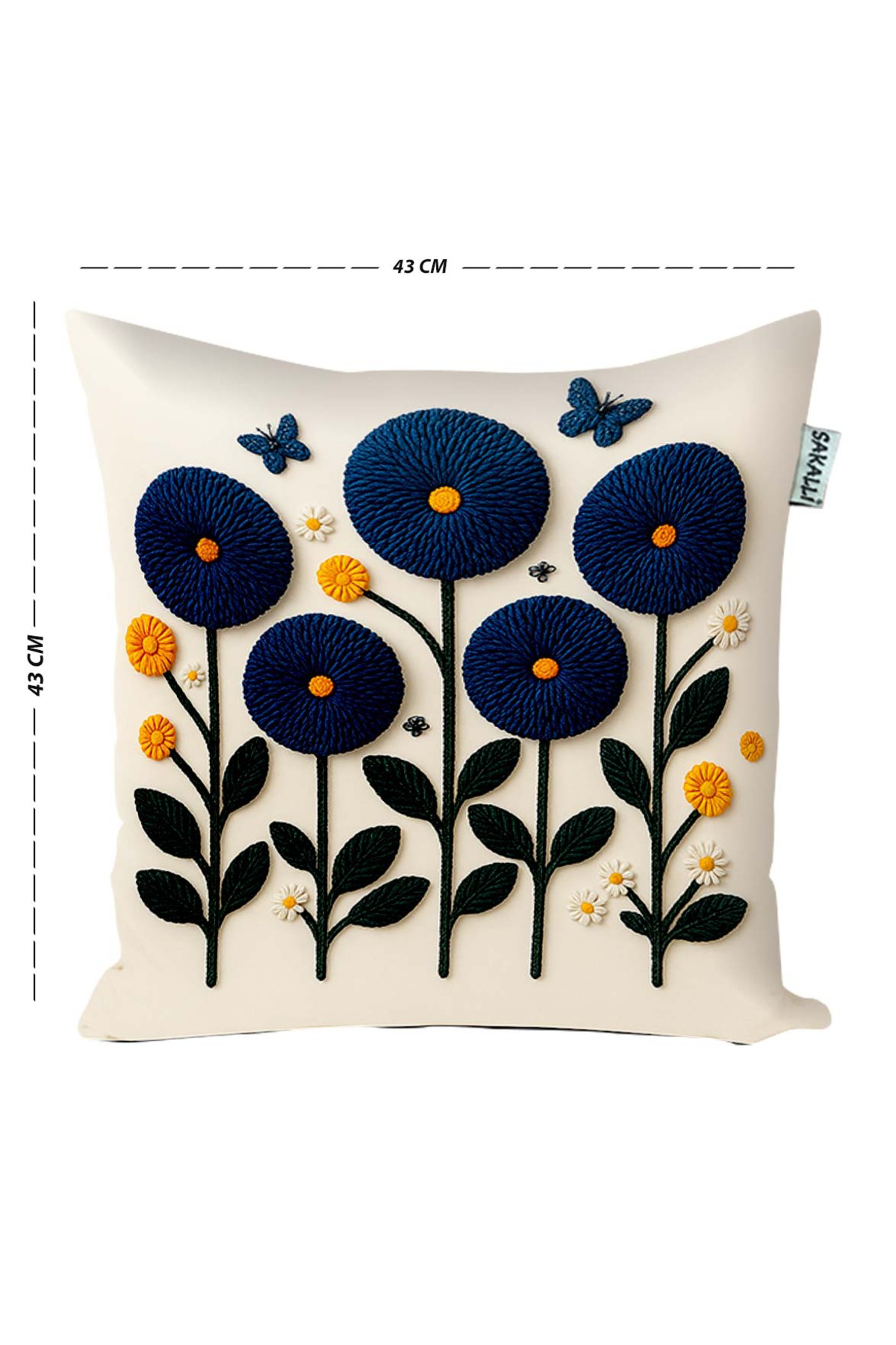 Punch Nakış Görünümlü Dijital Baskılı Lacivert Renkli Yaz Temalı